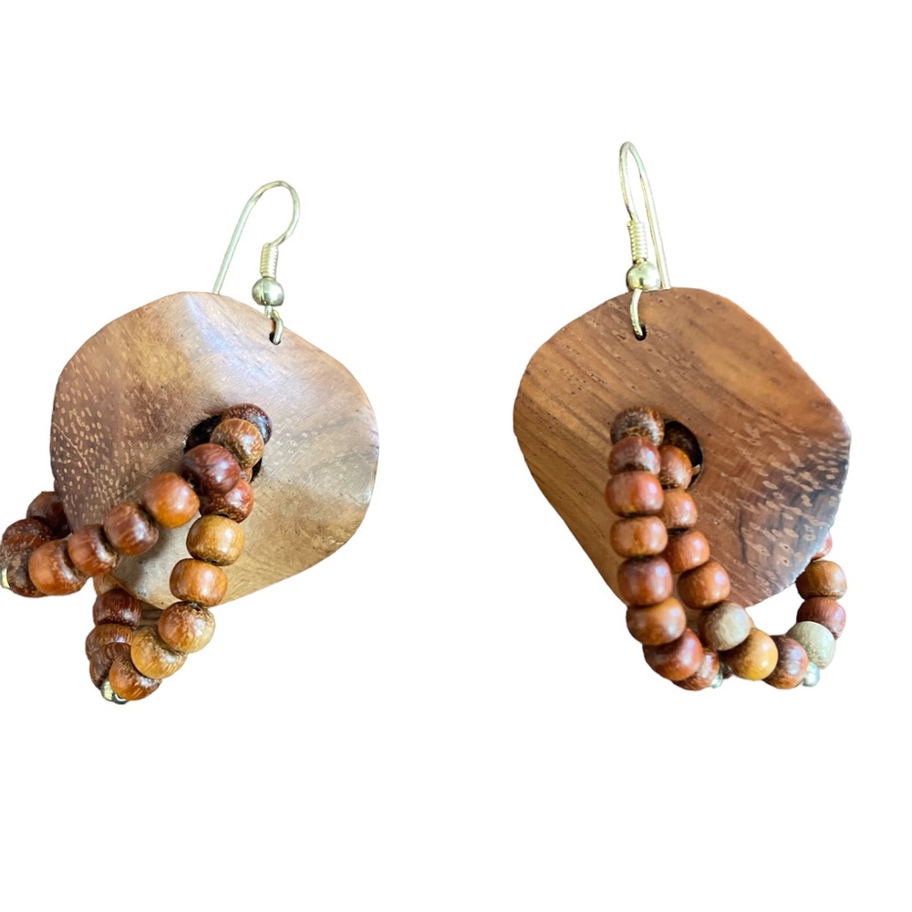Vintage Boho Wood Earrings